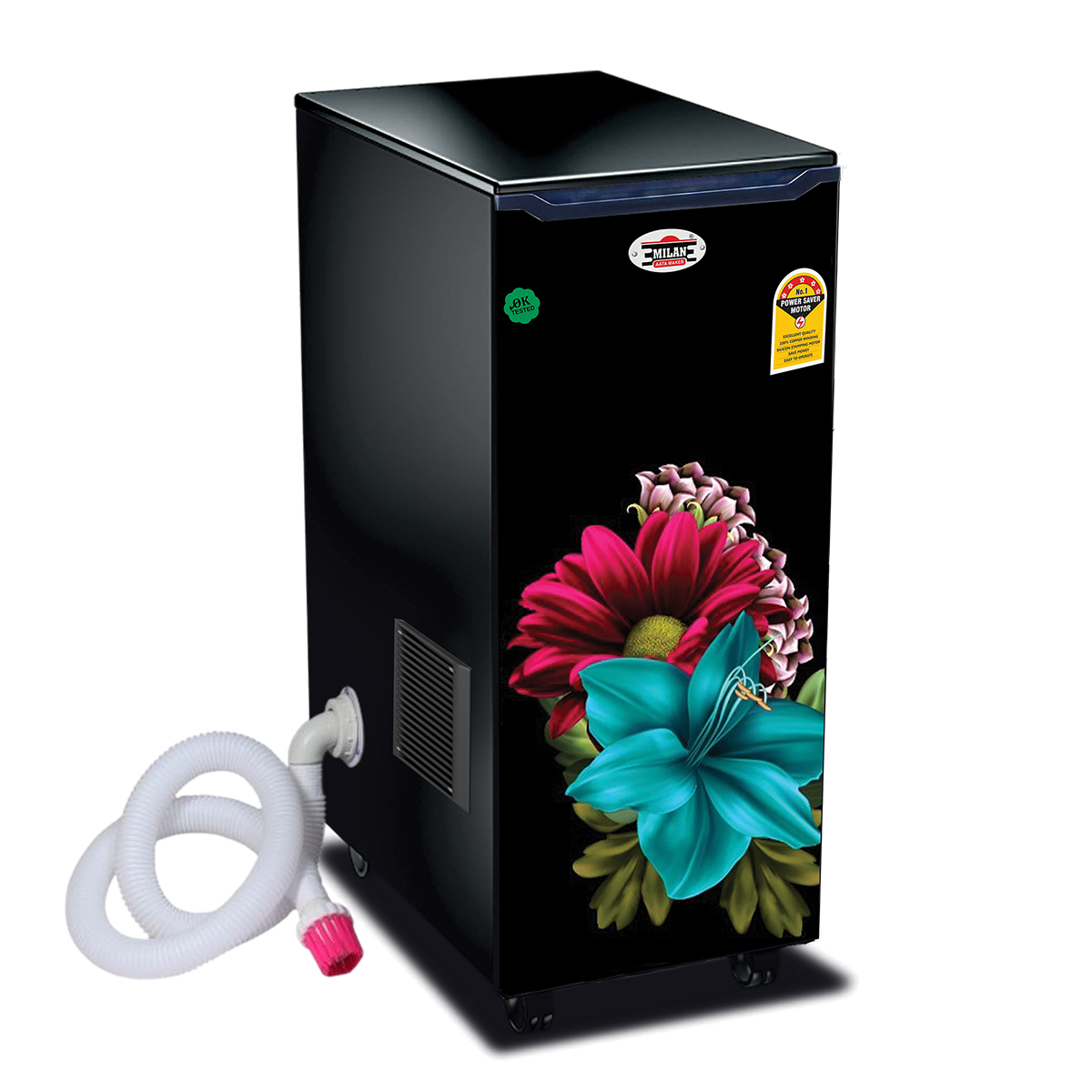 Milan Aata Maker 1Hp Fully Automatic Domestic Aatachakki with Inbuilt Vaccume and Inside Auto LED Light (Colourful Flower)
