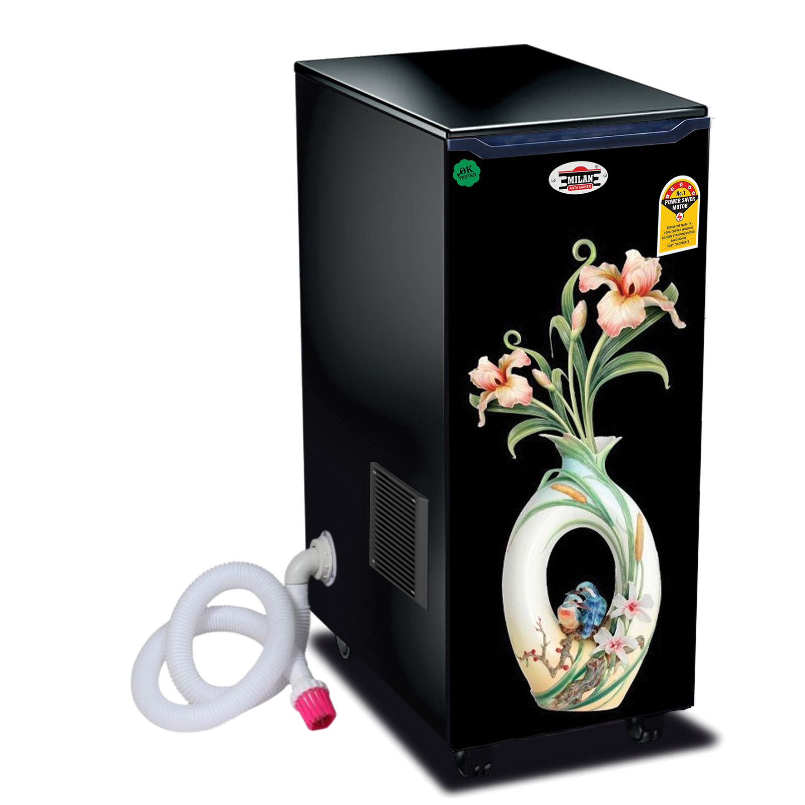 A-42-1.png Milan Aata Maker 1Hp Fully Automatic Domestic Aatachakki with Inbuilt Vaccume and Inside Auto LED Light (Pot Flower) - Image 1